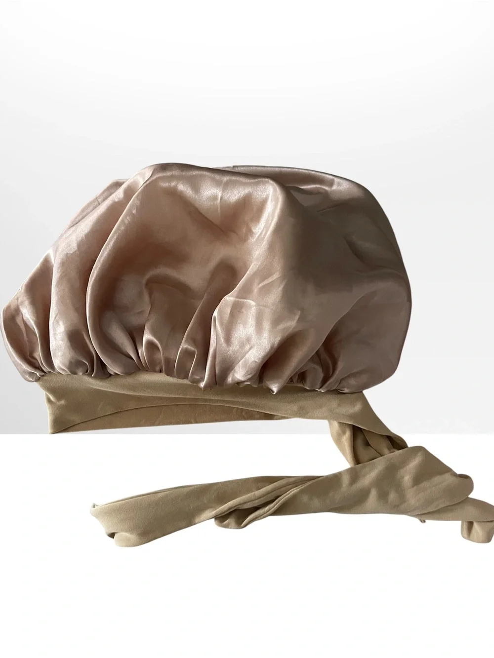 Satin Sleep Cap in Blush Pink and Nude